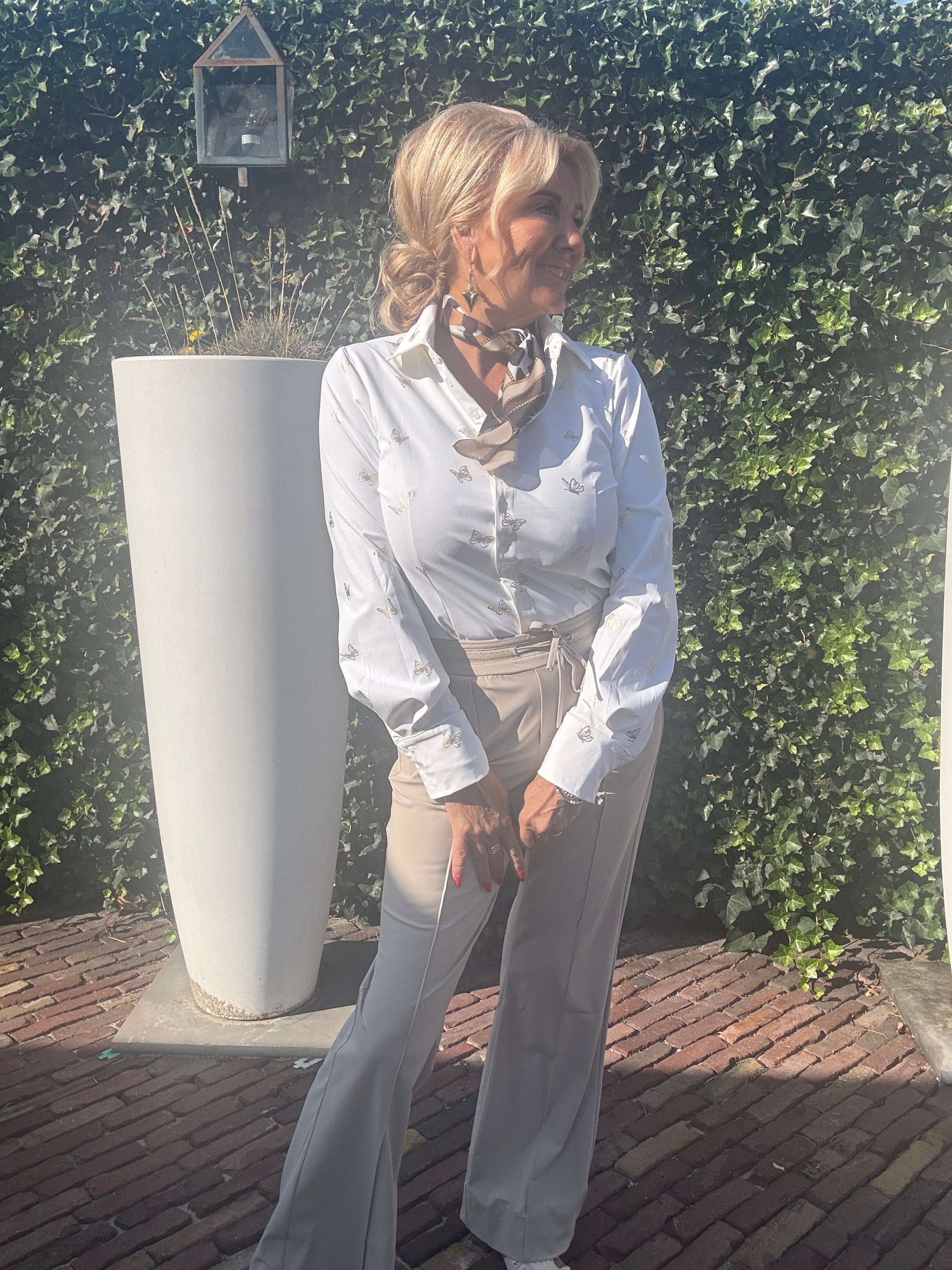 Triple Nine Blouse Gold butterfly print BLS5927 White